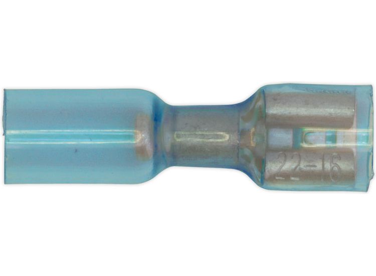 Sealey BTSPF25 Heat Shrink Push-On Terminal 6.4mm Female Blue Pack of 25