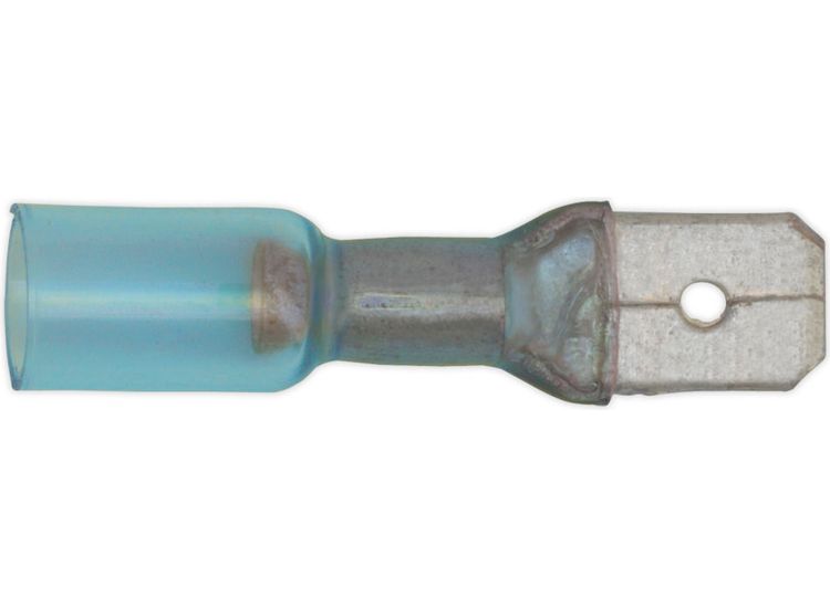 Sealey BTSPM25 Heat Shrink Push-On Terminal 6.3mm Male Blue Pack of 25