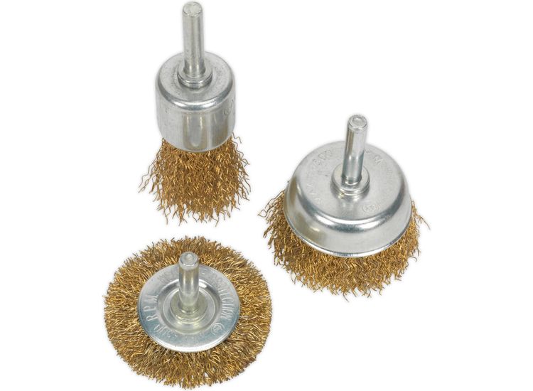 Sealey BWBS03 Wire Brush Set 3pc Brassed
