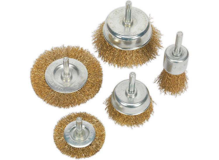 Sealey BWBS05 Wire Brush Set 5pc Brassed