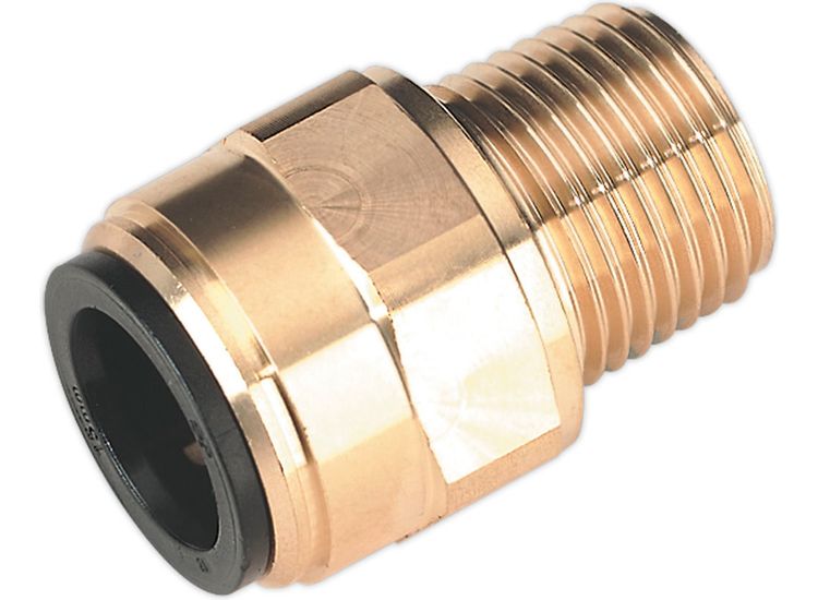 Sealey CAS15BSA Straight Adaptor 15mm x 1/2"BSPT Brass (John Guest Speedfit&amp;reg; - MM011504N)