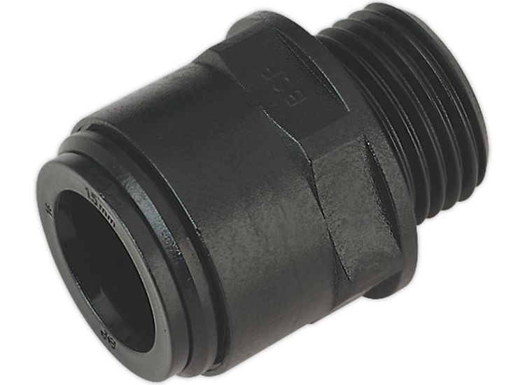 Sealey CAS15SA Straight Adaptor 15mm 1/2"BSP Pack of 2 (John Guest Speedfit&amp;reg; - PM011514E)