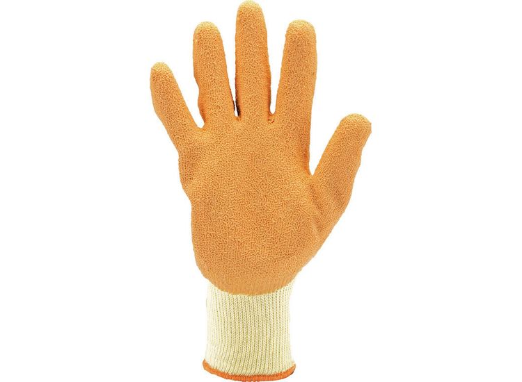 Draper 82751 Pack of Ten, Orange Heavy Duty Latex Coated Work Gloves - ExtraLarge