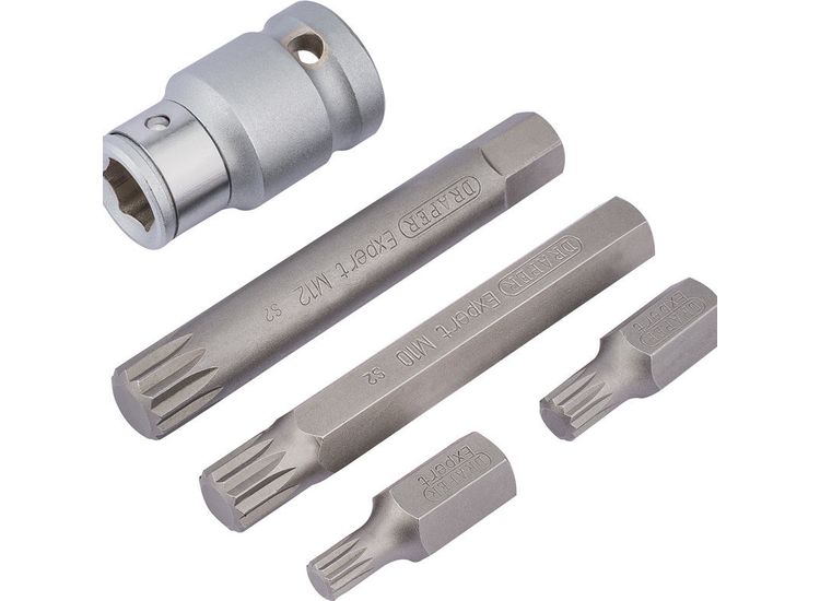 Draper 83567 1/2" Sq. Dr. Spline Bit Set (5 Piece)