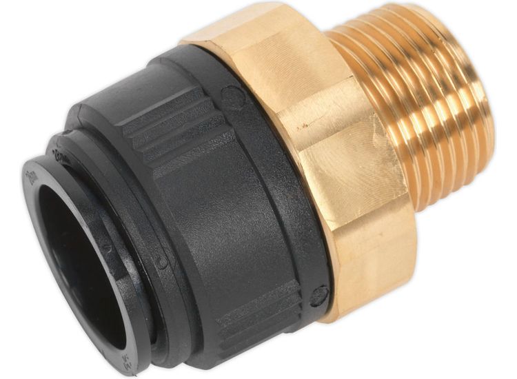 Sealey CAS28BSA Straight Adaptor 28mm x 1"BSPT Brass (John Guest Speedfit&amp;reg; - MM012808N)