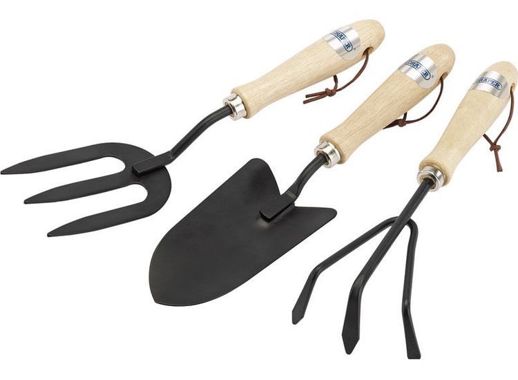 Draper 83993 Carbon Steel Hand Fork, Cultivator and Trowel with Hardwood Handles