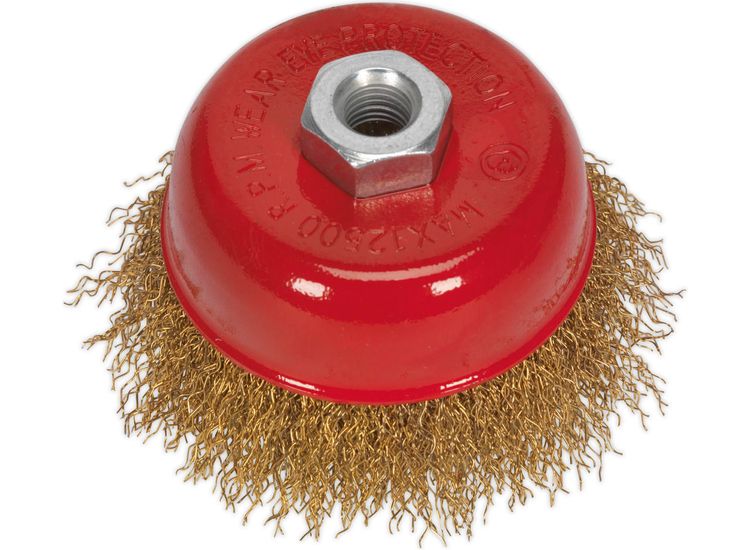 Sealey CBC752 Brassed Steel Cup Brush &amp;#8709;75mm M14 x 2mm