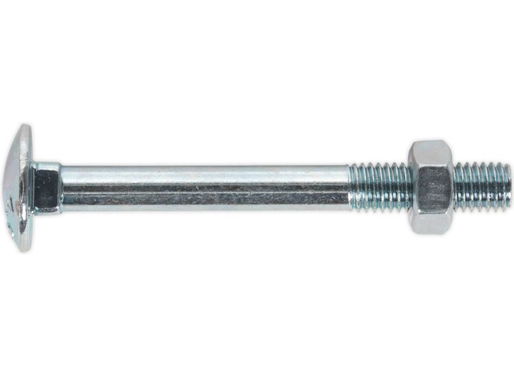 Sealey CBN875 Coach Bolt &amp; Nut M8 x 75mm Zinc DIN 603 Pack of 50