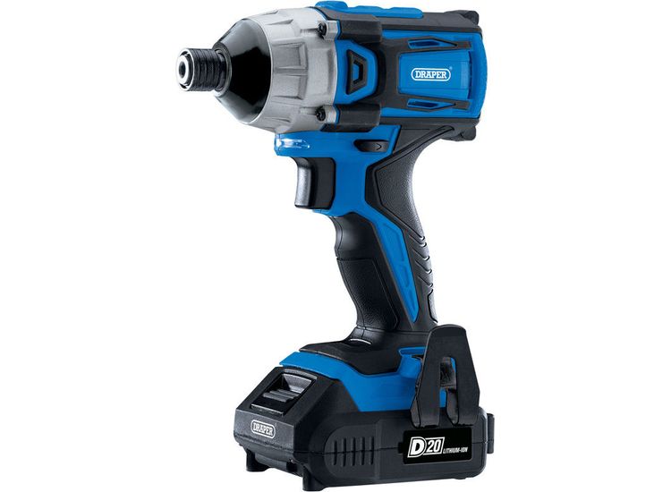 Draper 86958 D20 20V Brushless 1/4" Impact Driver with 2 x 2.0Ah Batteries and Charger (180Nm)