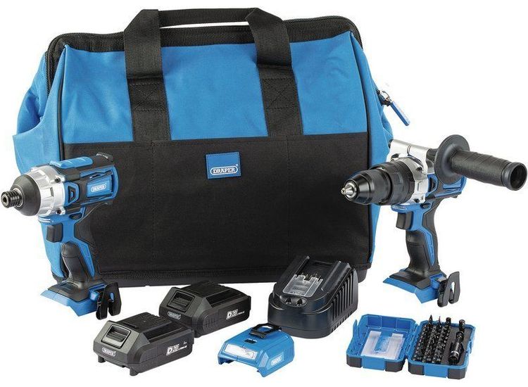 Draper 90471 D20 Fi x 'N' Go Kit (2 Piece) (+2 x 5Ah Batteries, Charger and Bag)