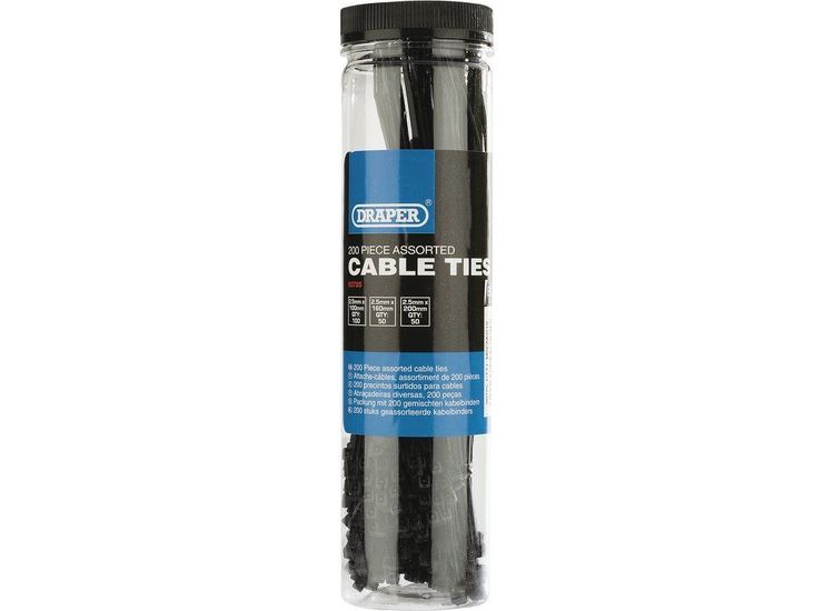 Draper 90725 Assorted Nylon Cable Tie Pack (200 Piece)