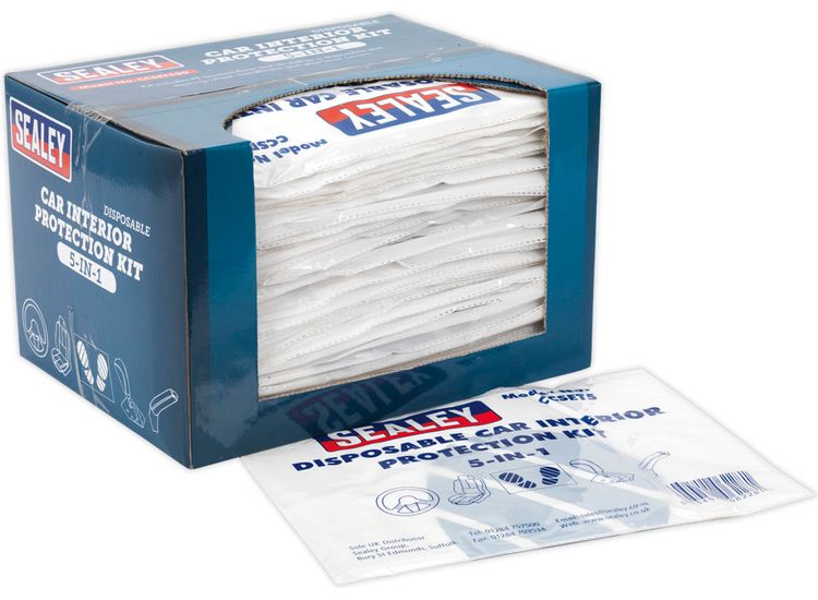 Sealey CCSET550 5-in-1 Disposable Car Interior Protection Kit Display Box of 50