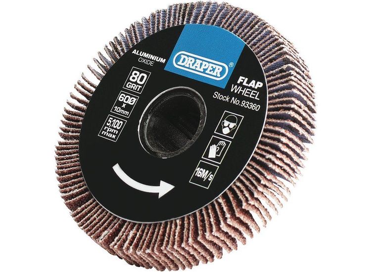 Draper 93360 80 Grit Aluminium Oxide Flap Wheel (10 x 60mm)