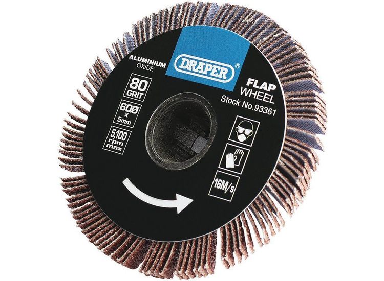 Draper 93361 80 Grit Aluminium Oxide Flap Wheel (5 x 60mm)