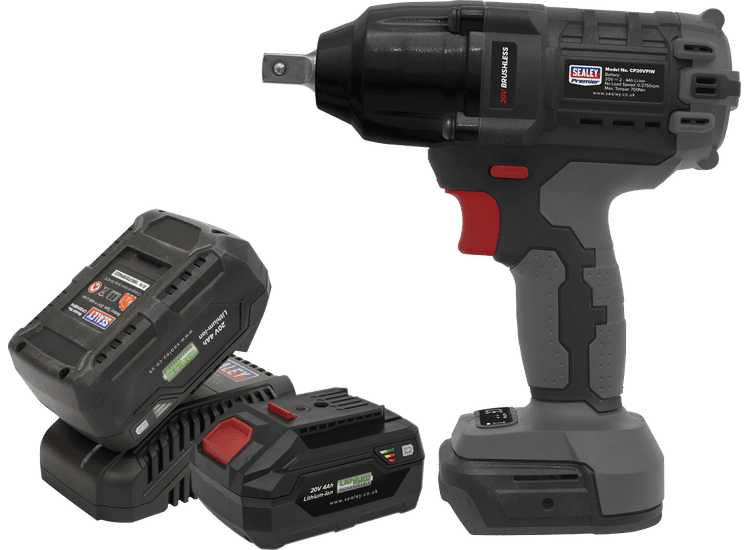 Sealey CP20VPIWKIT Brushless Impact Wrench Kit 1/2"Sq Drive 700Nm 20V - 2 Batteries