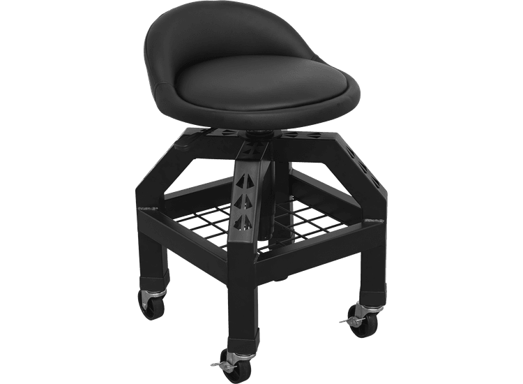 Sealey SCR03B Creeper Stool Pneumatic with Adjustable Height Swivel Seat &amp; Back Rest