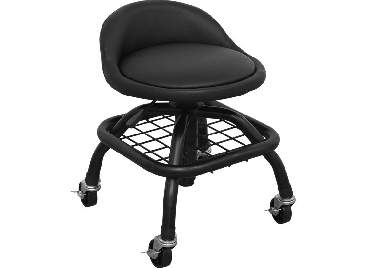 Sealey SCR02B Creeper Stool Pneumatic with Adjustable Height Swivel Seat &amp; Back Rest
