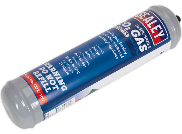 Sealey CO2/100 Gas Cylinder Disposable Carbon Dioxide 390g
