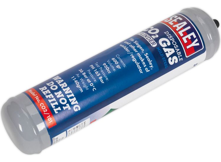Sealey CO2/101 Gas Cylinder Disposable Carbon Dioxide 600g