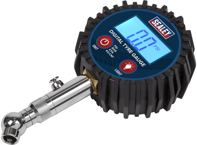 Sealey TST001 Digital Tyre Pressure Gauge with Swivel Head &amp; Quick Release