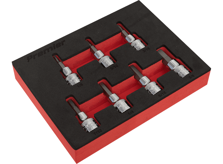 Sealey AK6246 Hex Socket Bit Set 7pc 3/8"Sq Drive - Imperial