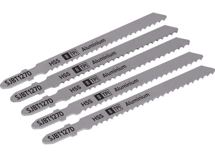 Sealey SJBT127D Jigsaw Blade Aluminium 100mm 8tpi - Pack of 5