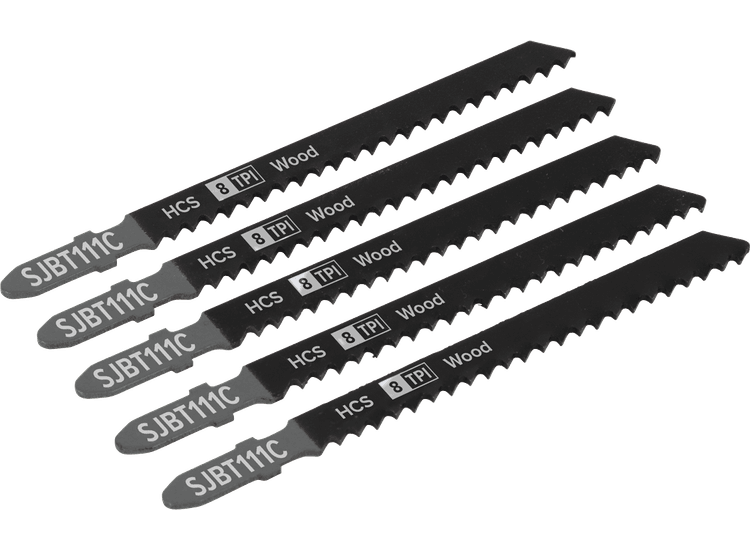 Sealey SJBT111C Jigsaw Blade General Wood 100mm 8tpi - Pack of 5