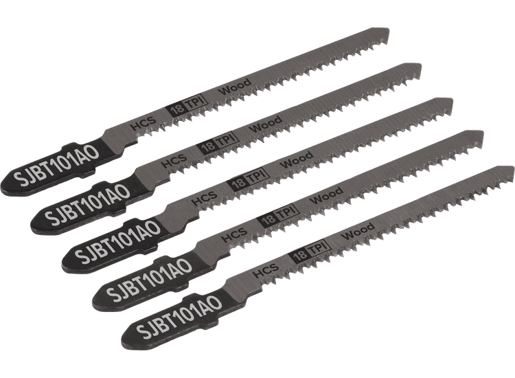 Sealey SJBT101AO Jigsaw Blade Hard Wood 83mm 18tpi - Pack of 5