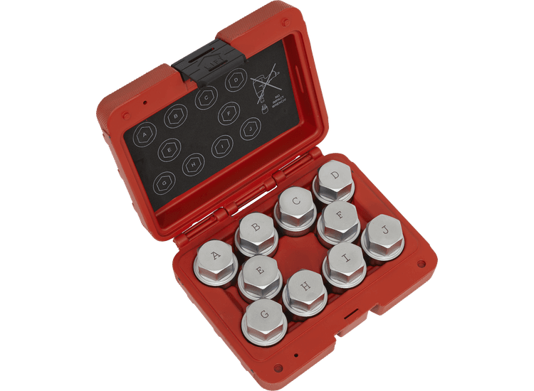Sealey SX222 Locking Wheel Nut Key Set 10pc - Land Rover
