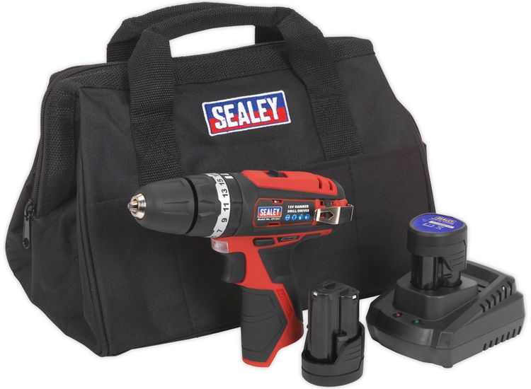 Sealey CP1201KIT Hammer Drill/Driver Kit 10mm 12V Li-ion - 2 Batteries
