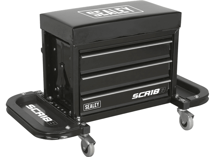 Sealey SCR18B Mechanic's Utility Seat &amp; Toolbox - Black