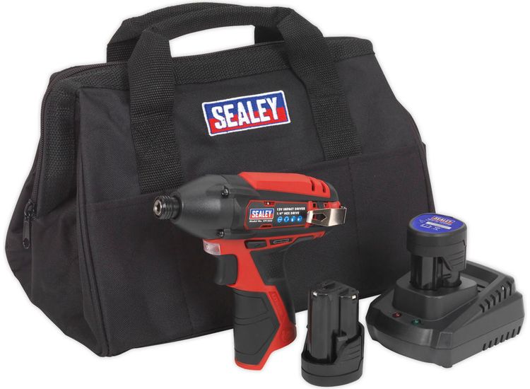 Sealey CP1203KIT Impact Driver Kit 1/4" Hex Drive 12V Li-ion - 2 Batteries