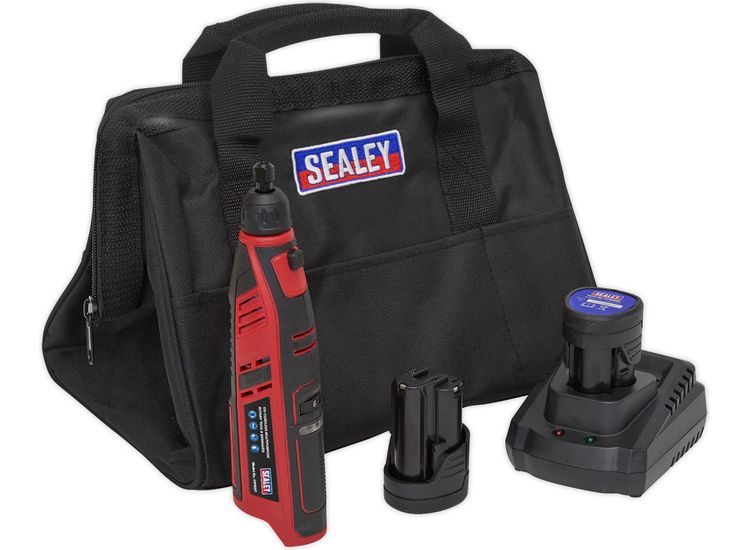 Sealey CP1207KIT Cordless Rotary Tool &amp; Engraver Kit 49pc 12V