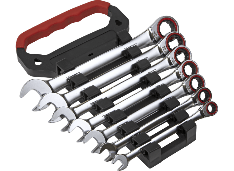 Sealey AK63941 Ratchet Combination Spanner Set 7pc Metric Platinum Series