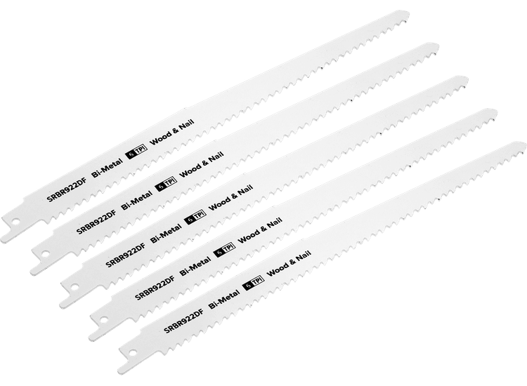 Sealey SRBR922DF Reciprocating Saw Blade Wood &amp; Nail 230mm 6tpi - Pack of 5