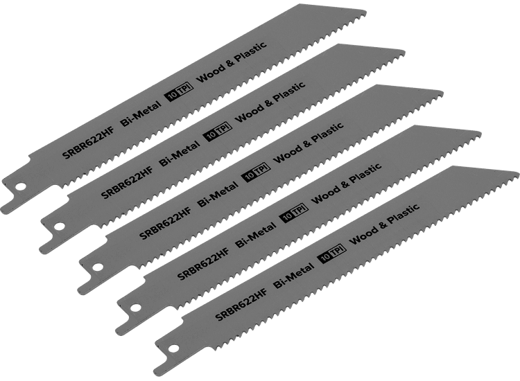Sealey SRBR622HF Reciprocating Saw Blade Wood &amp; Plastics 150mm 10tpi - Pack of 5