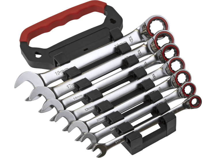 Sealey AK63945 Reversible Ratchet Combination Spanner Set 7pc Metric Platinum Series