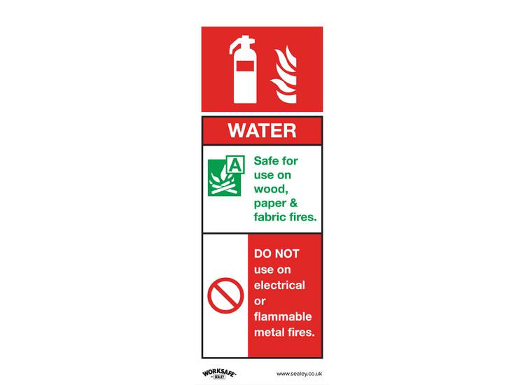 Sealey SS27V10 Safe Conditions Safety Sign - Water Fire Extinguisher - Self-Adhesive Vinyl - Pack of 10