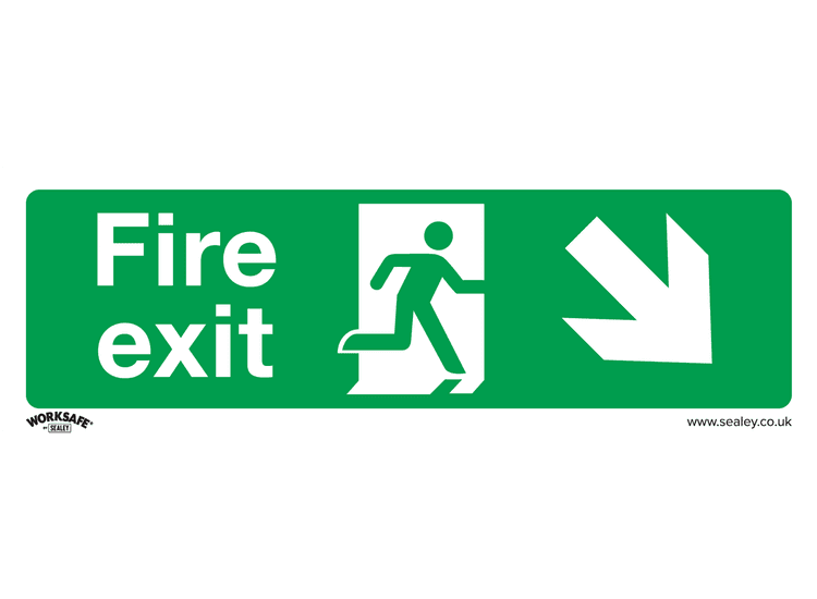 Sealey SS36V1 Safe Conditions Safety Sign - Fire Exit (Down Right) - Self-Adhesive Vinyl