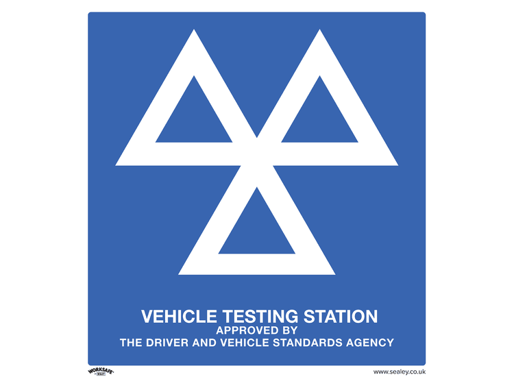 Sealey SS51P10 Warning Safety Sign - MOT Testing Station - Rigid Plastic - Pack of 10