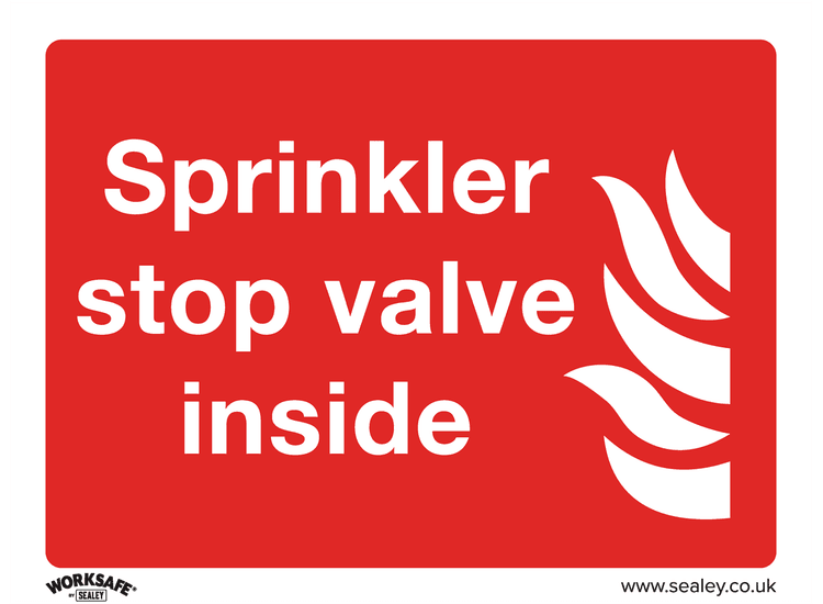 Sealey SS23V10 Safe Conditions Safety Sign - Sprinkler Stop Valve - Self-Adhesive Vinyl - Pack of 10