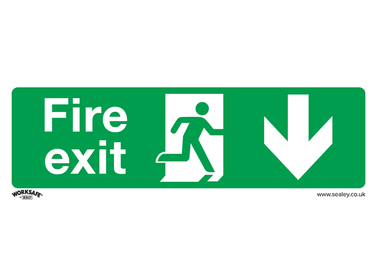 Sealey SS22P1 Safe Conditions Safety Sign - Fire Exit (Down) - Rigid Plastic