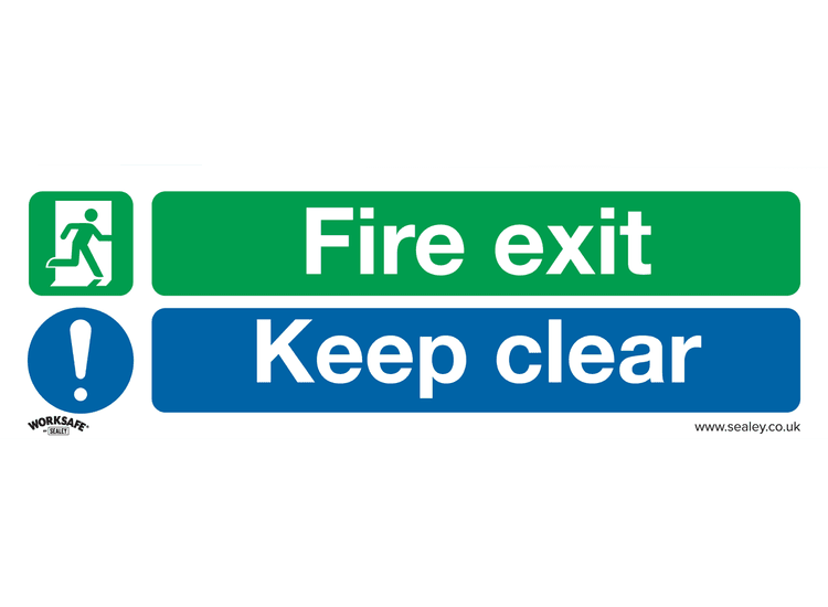 Sealey SS32P1 Safe Conditions Safety Sign - Fire Exit Keep Clear (Large) - Rigid Plastic