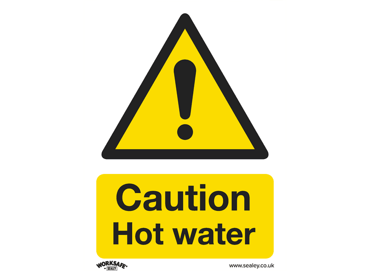 Sealey SS38V1 Warning Safety Sign - Caution Hot Water - Self-Adhesive Vinyl