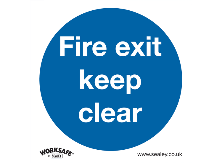 Sealey SS2V1 Mandatory Safety Sign - Fire Exit Keep Clear - Self-Adhesive Vinyl