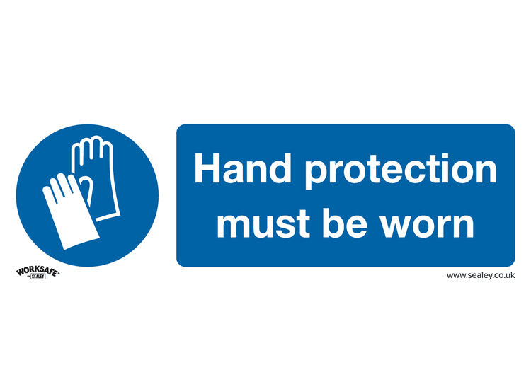 Sealey SS6P10 Mandatory Safety Sign - Hand Protection Must Be Worn - Rigid Plastic - Pack of 10