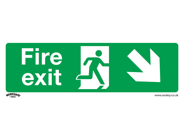 Sealey SS36P1 Safe Conditions Safety Sign - Fire Exit (Down Right) - Rigid Plastic