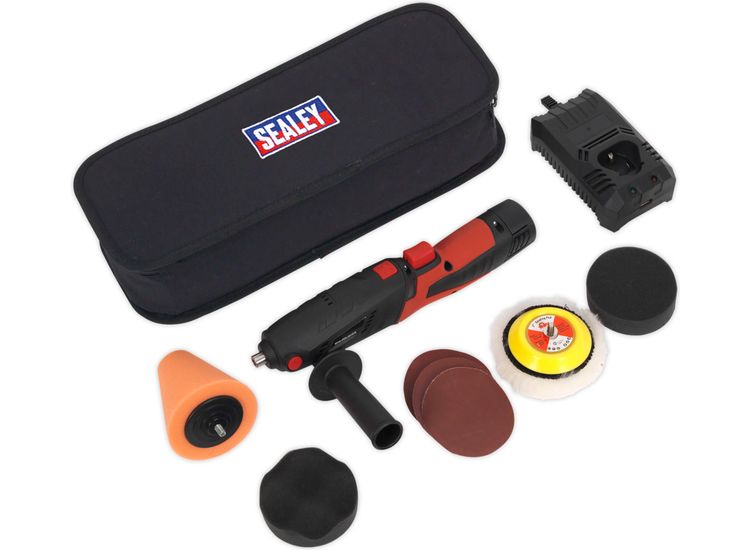 Sealey CP2812V Cordless Mini Sander/Polisher Kit &amp;#8709;75mm 12V Lithium-ion