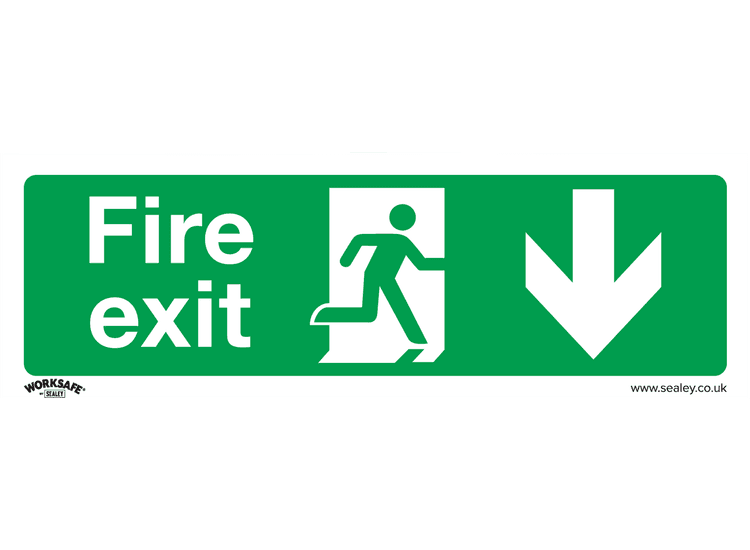 Sealey SS22V1 Safe Conditions Safety Sign - Fire Exit (Down) - Self-Adhesive Vinyl