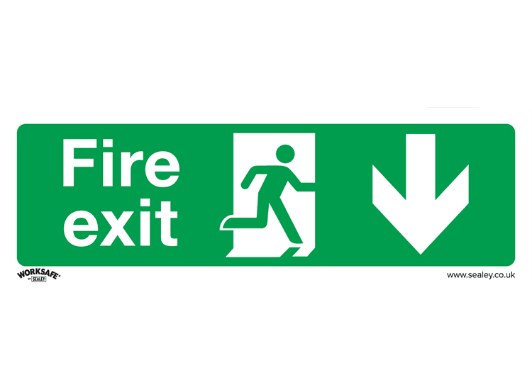 Sealey SS22V10 Safe Conditions Safety Sign - Fire Exit (Down) - Self-Adhesive Vinyl - Pack of 10